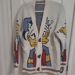 Men's Graphic Cardigan Sweater - Cream and Multicolor